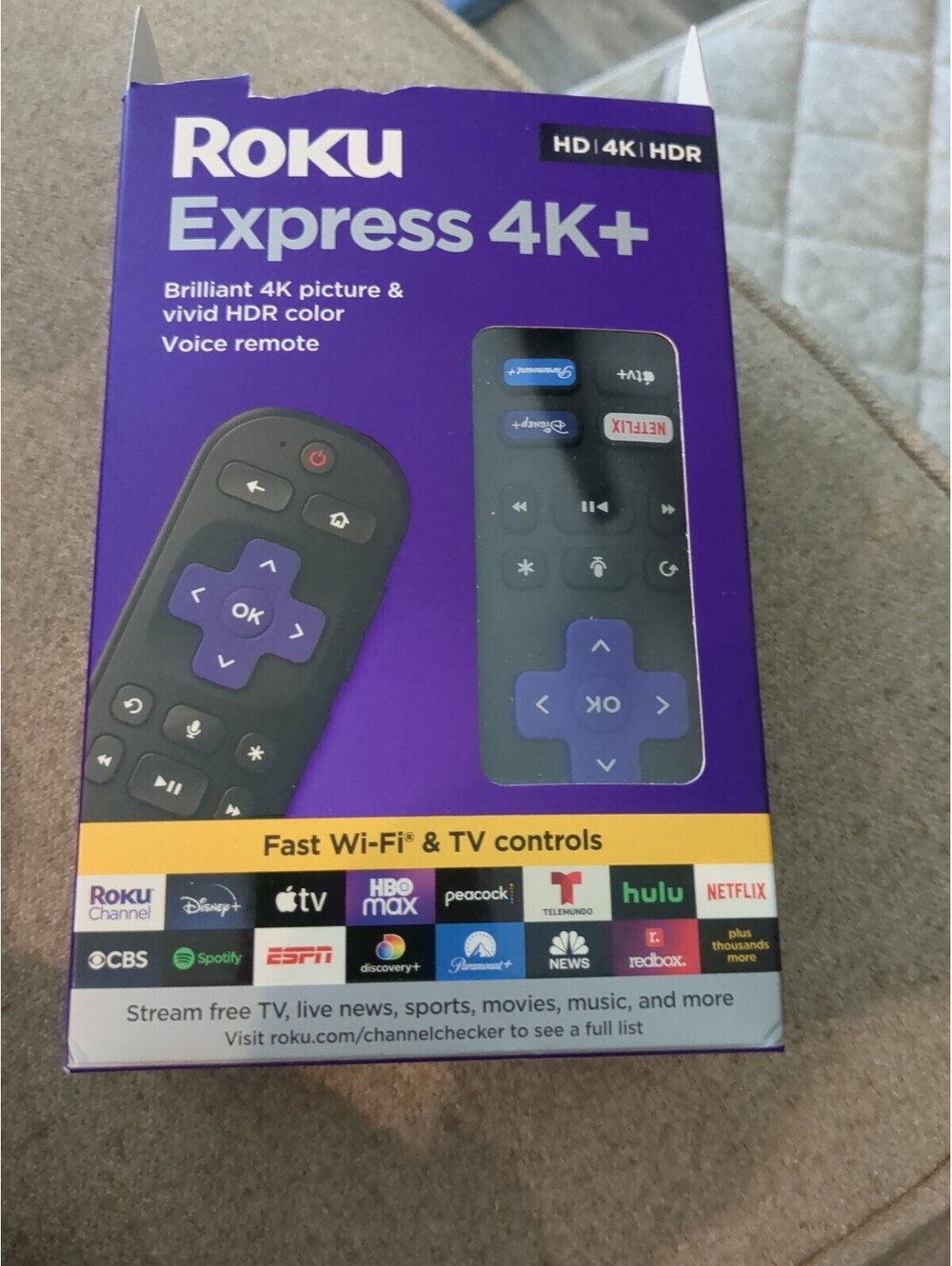 Roku Express 4K+ Streaming Media Player 4K HDR with Voice Remote 3941R NEW